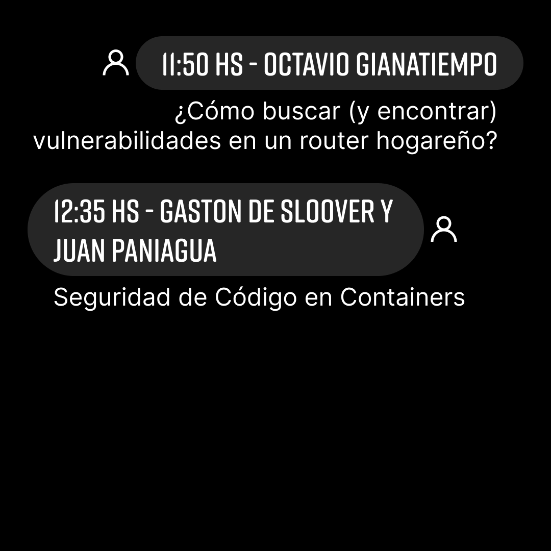 nerdearla's tweet photo. 👋 Día 3 de #nerdearla 🔥
👀 Mirá las charlas de la mañana del #trackSEC 🔒
Dale que la primera está arrancando ahora 🏃♀️ Accede desde 📲 https://t.co/34vefB8lUA
#security #scanning #mobile #sec #workshops https://t.co/RaFPvsYiij