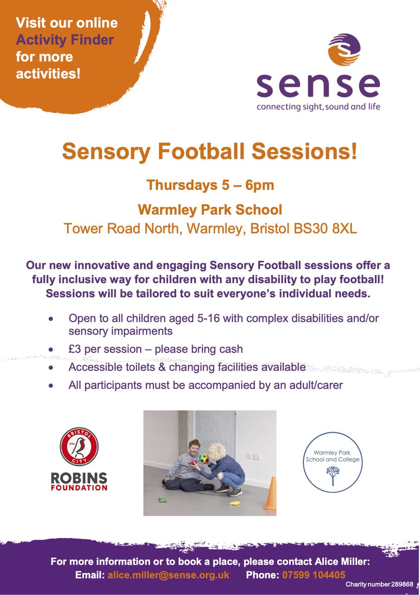 Our new Sensory Football sessions offers a fully inclusive way for children with disabilities to play football. ⚽️ @sensecharity Come along to our next session.👇