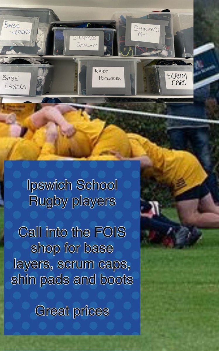 We have a large sportswear and accessory section in the FOIS Uniform shop! Next open on Fri 4 Nov, 2pm to 3.30pm. <a href="/ipswichschool/">Ipswich School</a> <a href="/IpswichPrepSch/">Ipswich Prep School</a> <a href="/ipswichsport/">Ipswich School Sport</a>