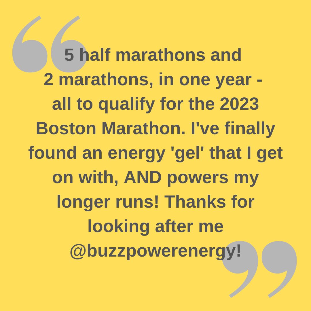 EnergyBuzz's tweet image. Massive congratulations to Buzz Power customer Nancy who has qualified for the @bostonmarathon after running 5 half marathons and 2 marathons in 2022, including the @TCSadammarathon recently. Smashed it! #marathonwatch #marathon #running