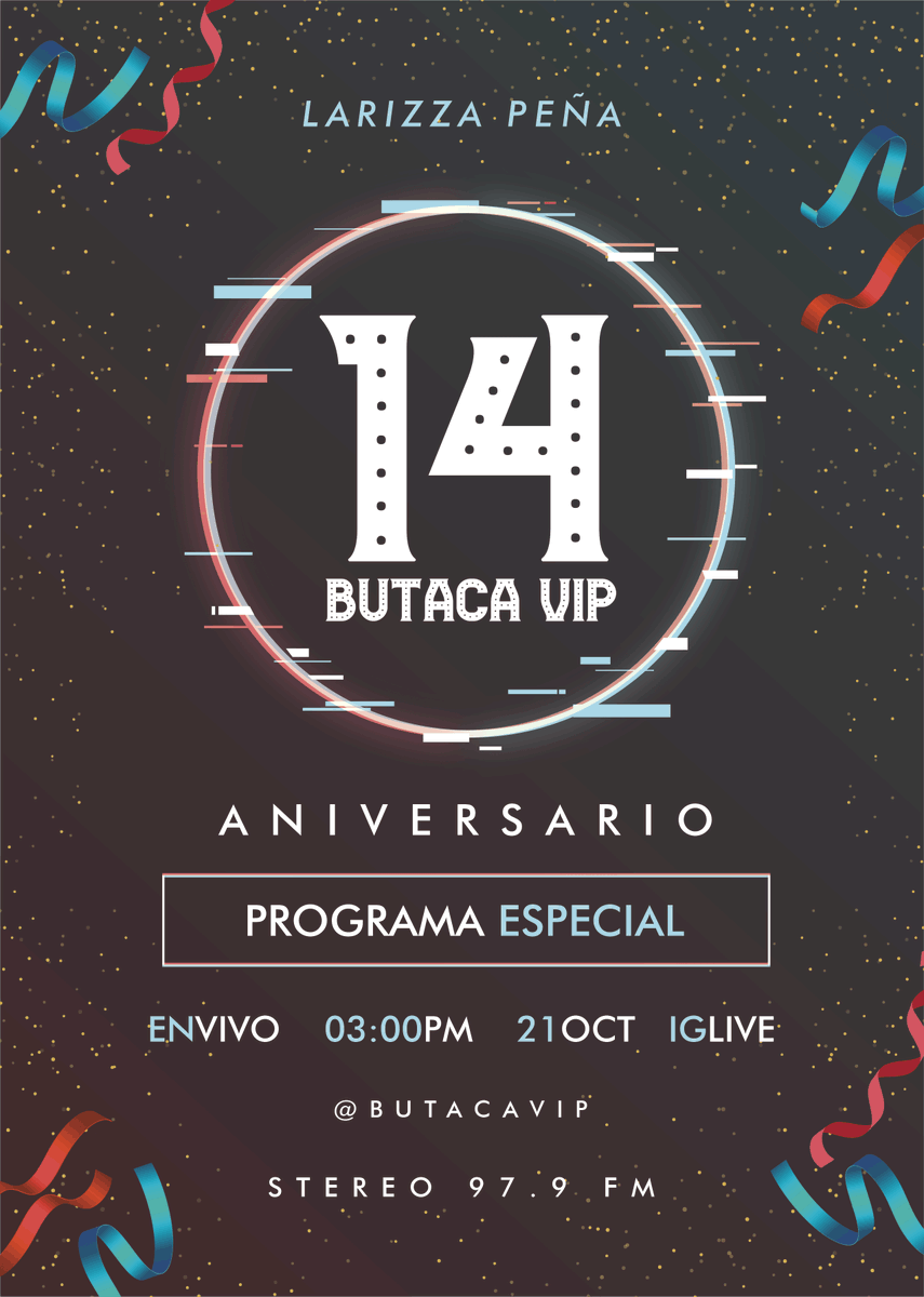 larizzapena's tweet photo. Celebremos 14 años de buena radio ✨🎙️
De buena compañía en cabina
De grandes invitados
De valiosos aliados
De importante acción social
De cultura nacional
De música magistral
De talento venezolano

Gracias a todos, seguiremos Haciendo la Mejor Radio #14ButacaVIP 👏 https://t.co/6FkBrBYrPa