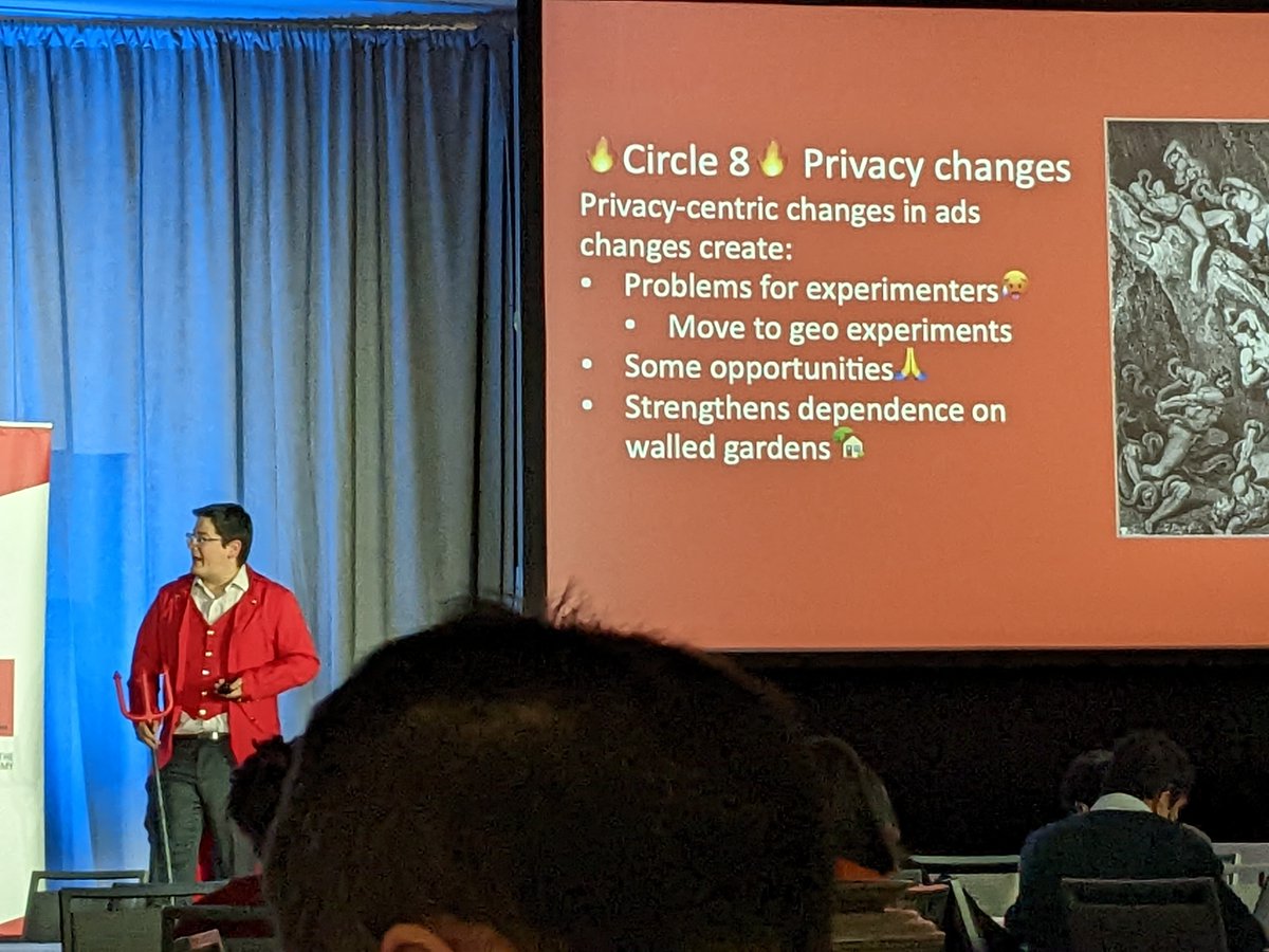 My brilliant colleague <a href="/garjoh_canuck/">Garrett Johnson</a> is playing the devil to show the #Inferno in digital ad effect measurement at <a href="/CODEConference/">Conference on Digital Experimentation</a> !