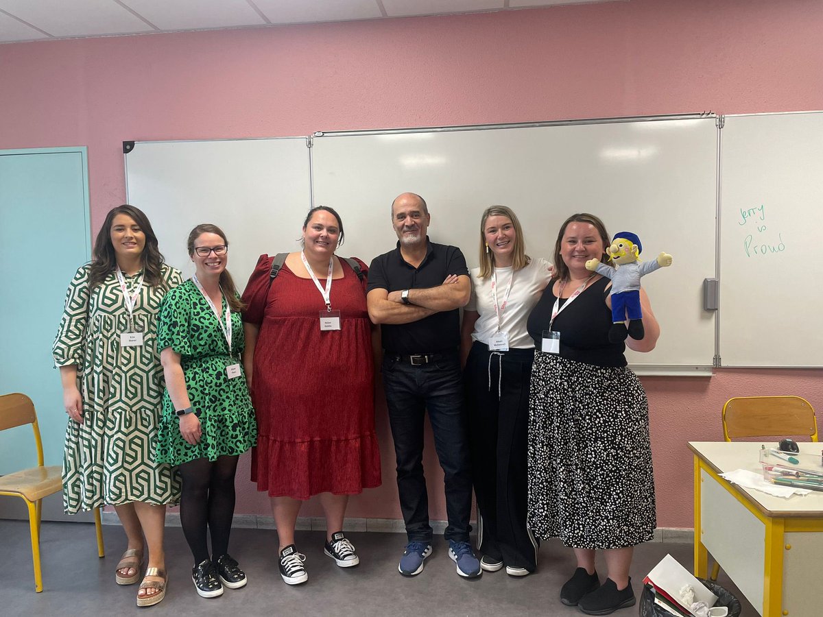 mmehlwilson's tweet photo. Today #MathieuThePuppet visited a collège and briefly saw the Teacher Training department in Nice. He had a fabulous time! He’s in denial about going home tomorrow but is looking forward to sharing his fantastic experiences with everyone! @LangfauldsPS @LfeeEurope @GlasgowIntEd https://t.co/fV1vIc0iqE