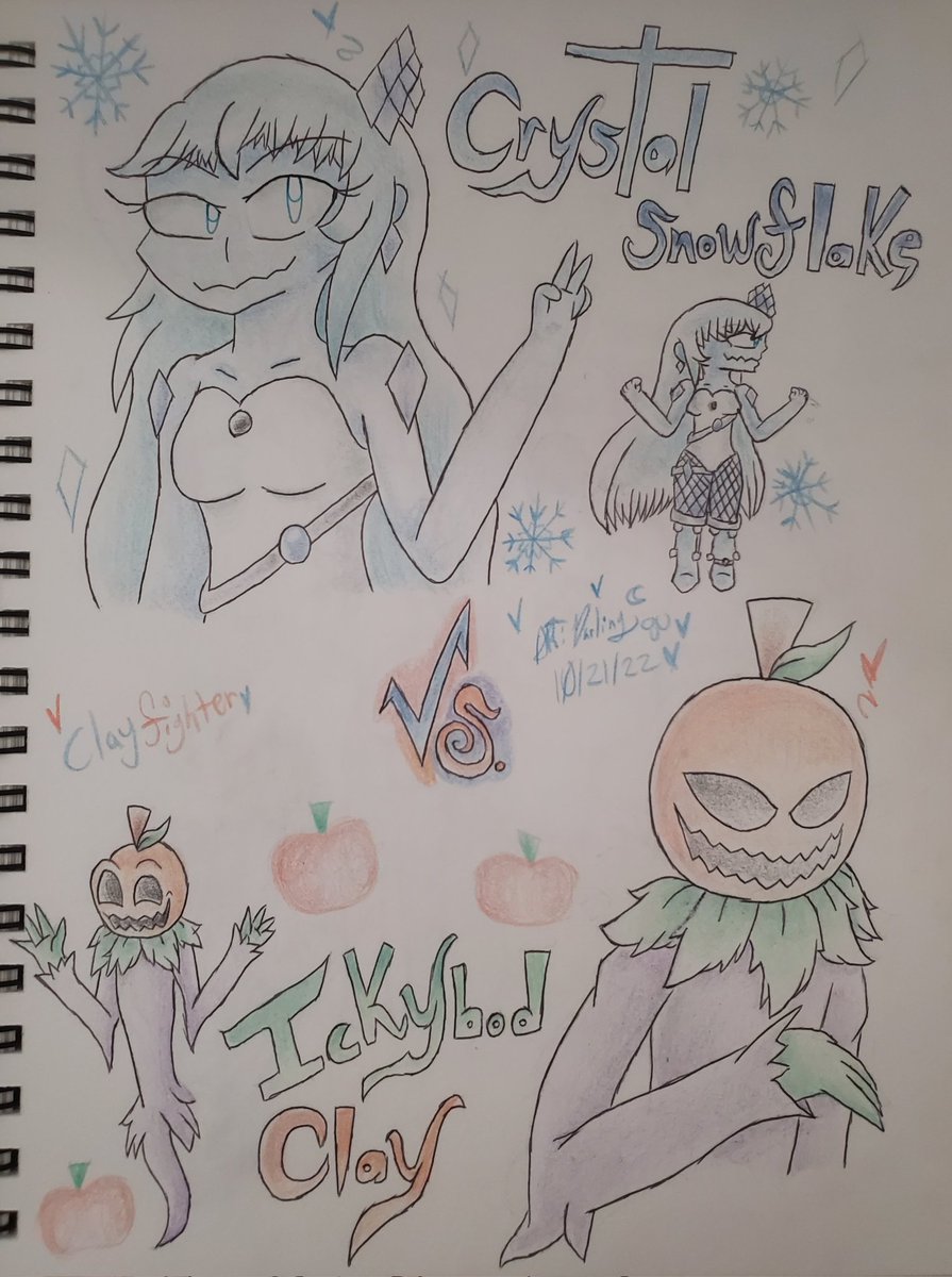 CombatDarling's tweet photo. Ladies &amp; Gentlemen! Here's are the combatants for this extravaganza!

Crystal Snowflake❄️💙❄️💙
Vs.
Ickybod Clay🎃🧡🎃🧡
#Clayfighter #ClayfighterOc #IckybodClay https://t.co/zYELAVFNTW