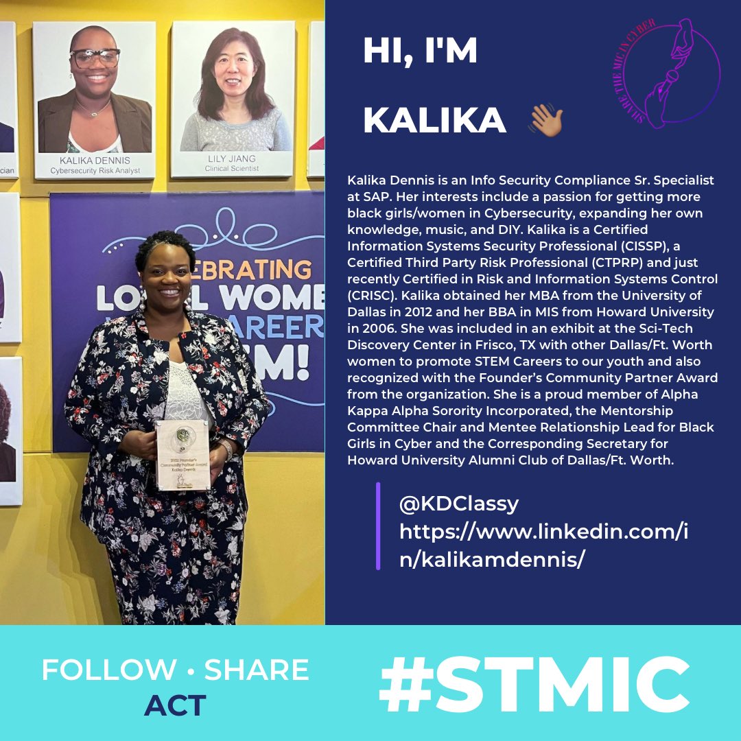 KDClassy's tweet photo. Today is the day! The #ShareTheMicInCyber program is in full swing! I think it’s time to reintroduce my self! Join me and my ally @DavidJBianco on Twitter to get the full story! #STMIC #blackwomenintech #blackwomeninstem https://t.co/Sn81vmg9FE