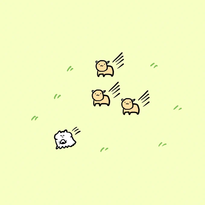 オニギリを狙う牛達 