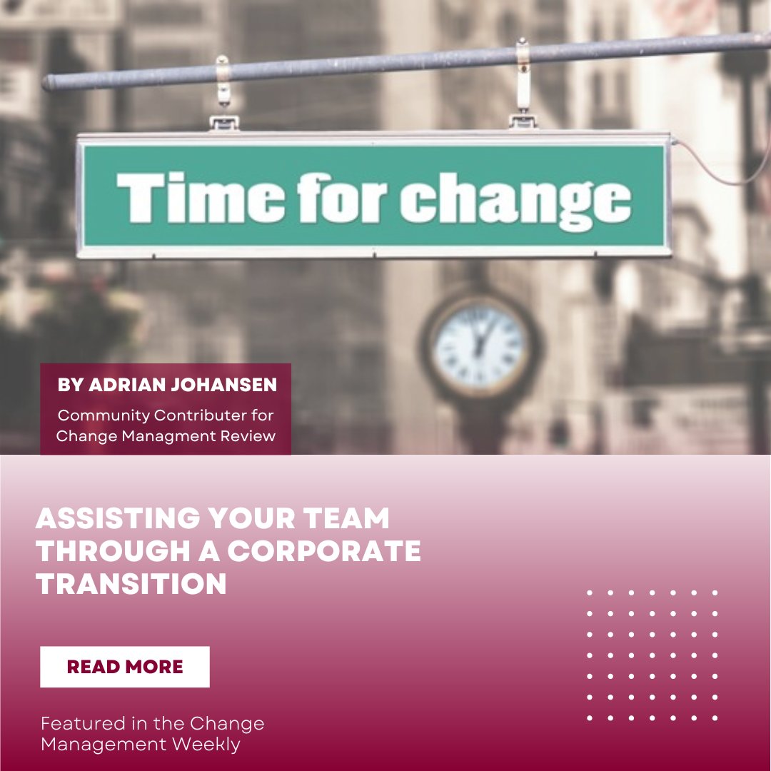 ChgMgmtReview's tweet photo. One of the most challenging things about company growth is helping your team navigate the changes. 

Here’s how to ensure your team thrives through a corporate transition.

Read the full article - link in comments https://t.co/ZdHSi0tV9Z