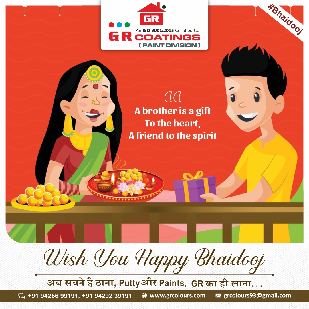 grcoating's tweet photo. May this day strengthen our bond more than ever and brings joy and prosperity to your life. Happy Bhai Dooj! ❤️

#grcoating #happybhaidooj https://t.co/9TcgxGE0BQ