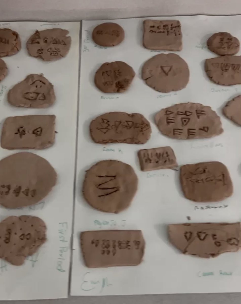 Jessiusf's tweet photo. I donβt mean to be brag-a-docious but LOOK at these amazing cuneiforms from Ms Bensonβs wonderful World History class!!!@PascoSocStudies #HistoryMadeFun #MakeitReal #TeachersROCK https://t.co/1BQauoN4kE