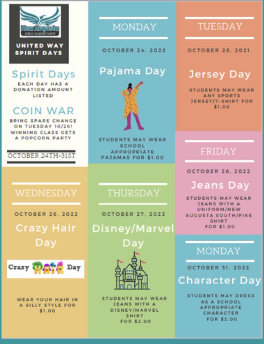 Pike_NAS's tweet photo. On Monday we kick off our annual spirit days to raise money for United Way of Central Indiana! We hope you will join us in these fun days to raise money for a great cause! https://t.co/J2mvuafLGp