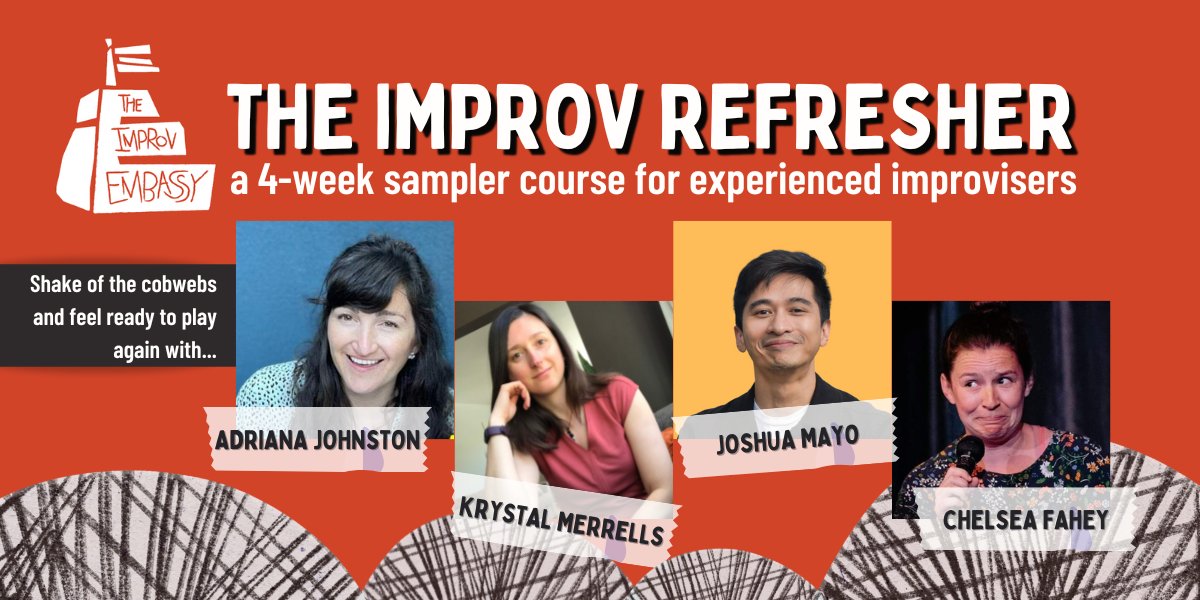 Hurry! There are only a few spots left in our second Improv Refresher course. If you're a fairly experienced Improv player looking to dust-off the covid cobwebs, come join us! It's like riding a bike...ish 😋

Sign up now! spots are going, going, gone!
➡️ site.corsizio.com/c/634376aa6ed6…