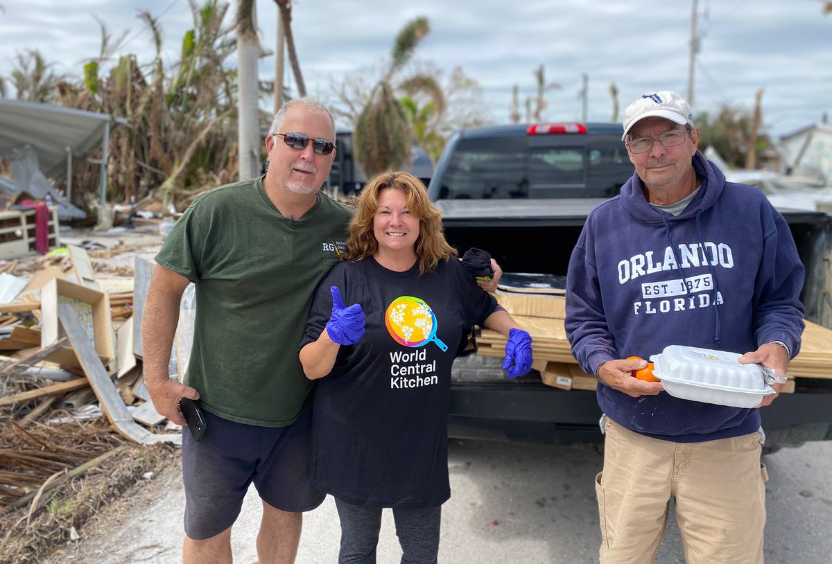 Meet Debbie & Rick on Pine Island! They saw @WCKitchen team delivering food & offered to serve their street. Now we bring whole trays to them &they check in every day on neighbors & give them meals.. this is how WCK can reach so many families, with the community! #ChefsForFlorida