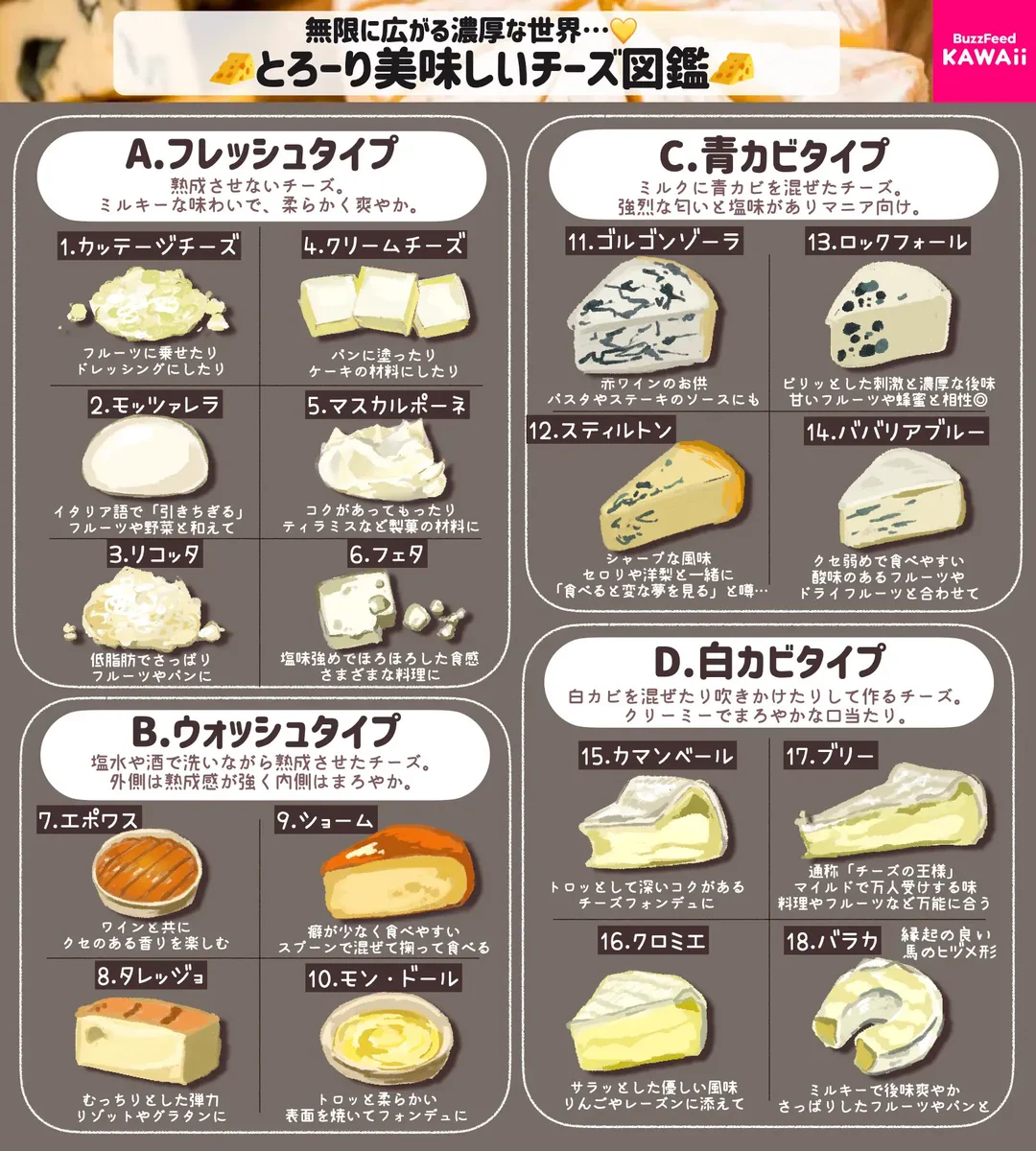 こんなにもたくさんの種類があるなんて知らなかった！いろいろなチーズのまとめ！