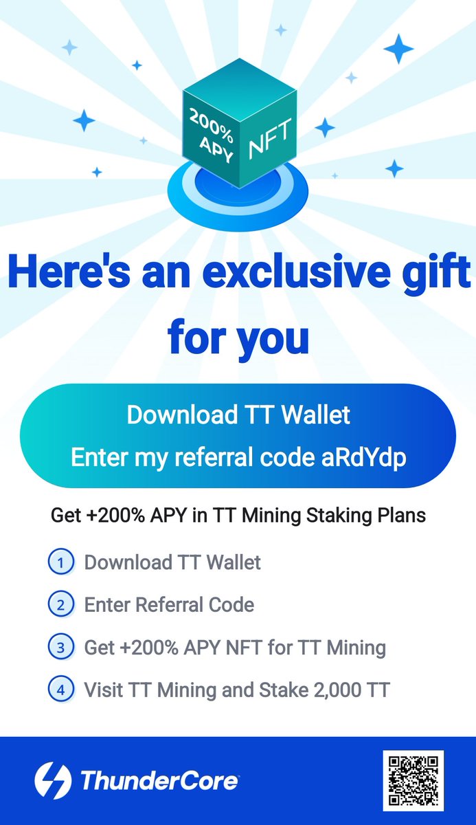 Download and register TT Wallet to get TT Mining +200% APY fixed staking plan. ttlink.site