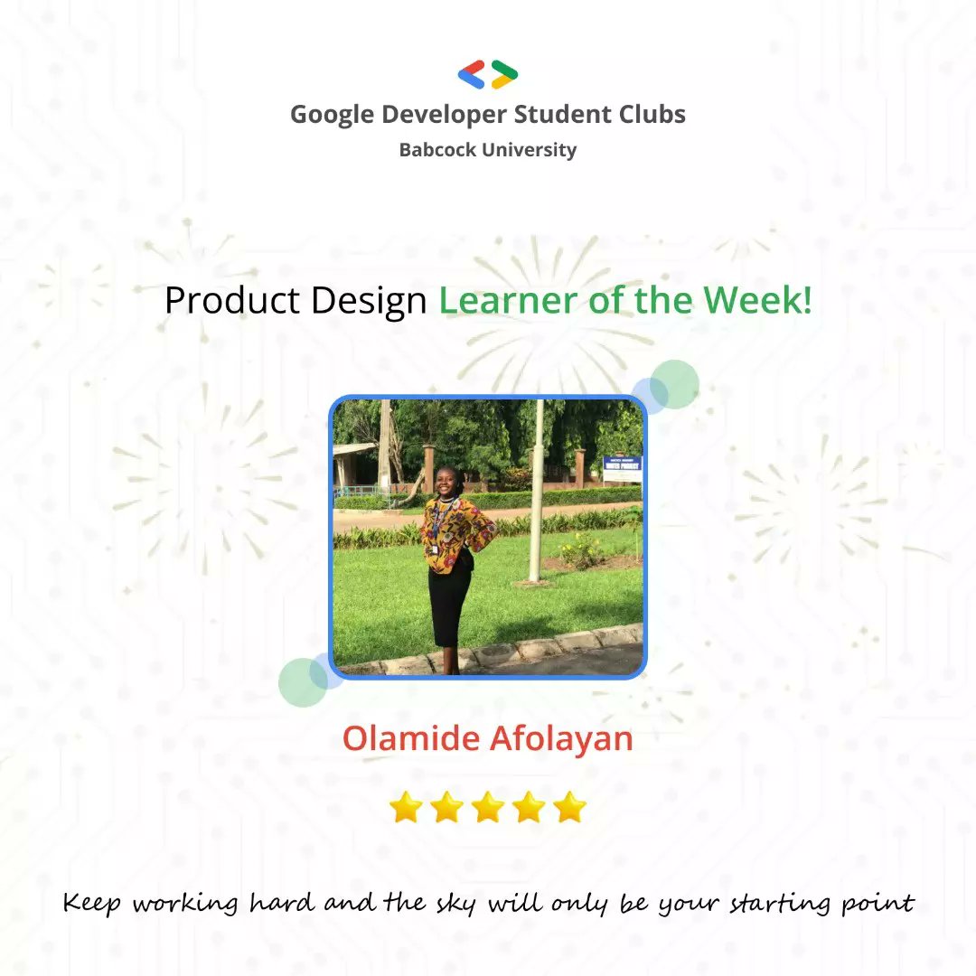 GDGBabcock's tweet photo. They were selected based on their participation and commitment to selected Learning track #GDSCBabcock
#googlestudentdeveloperclub #30dolc #ssagdsc30dayschallenge https://t.co/C4j9q9jlrH