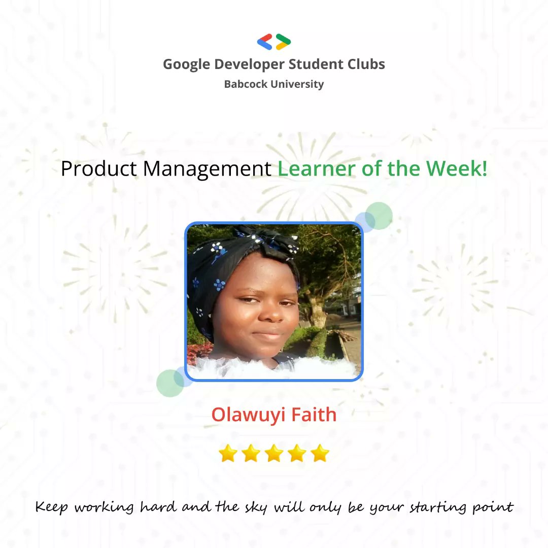 GDGBabcock's tweet photo. They were selected based on their participation and commitment to selected Learning track #GDSCBabcock
#googlestudentdeveloperclub #30dolc #ssagdsc30dayschallenge https://t.co/C4j9q9jlrH