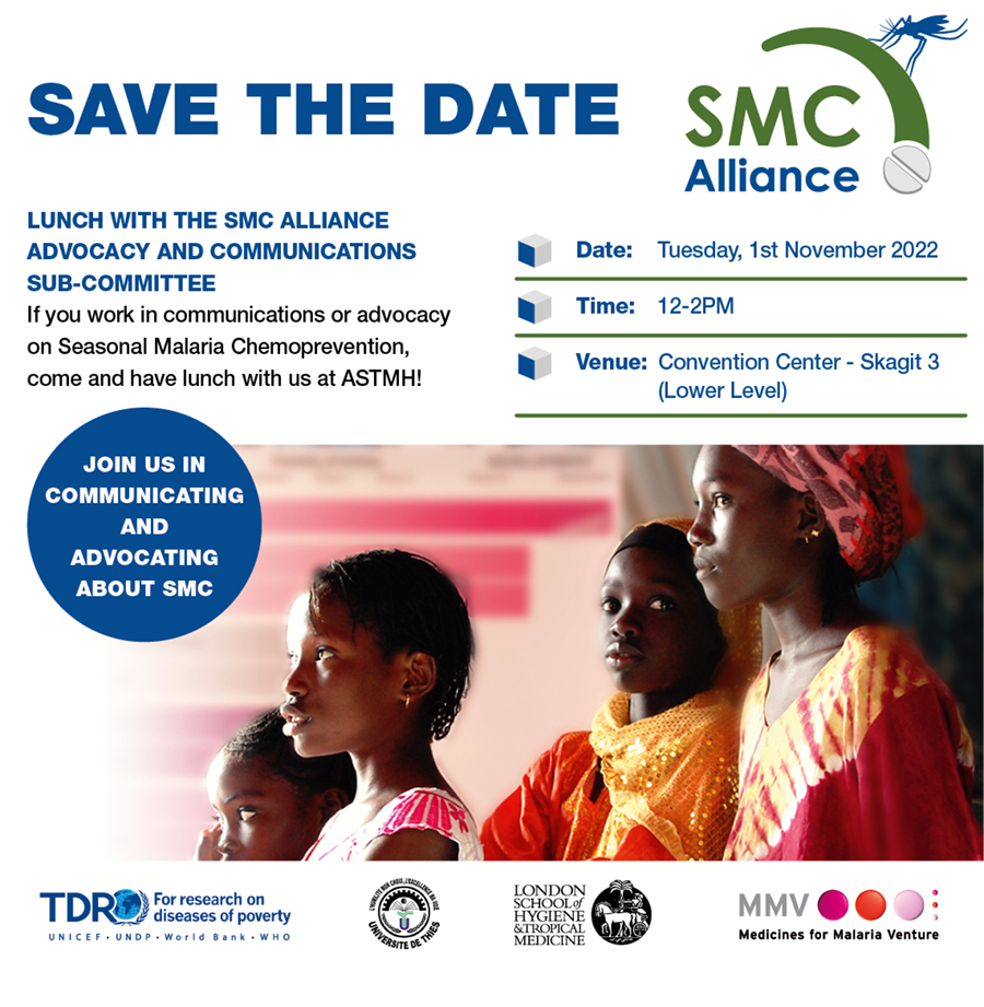 🗓️Save the date! If you're attending #TropMed22, you are cordially invited to lunches hosted by the @SmcAlliance to discuss: ⮕ optimizing national seasonal malaria chemoprevention campaigns ⮕ SMC advocacy and communications strategies Details 👇