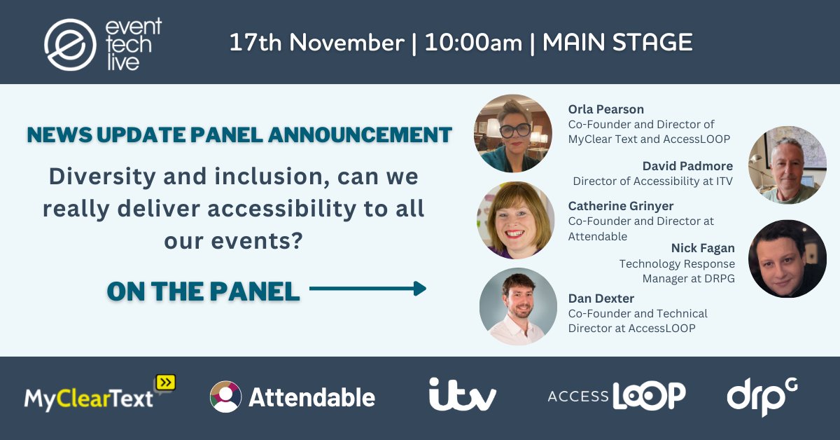 We will be taking part in a panel at <a href="/eventtechlive/">Event Tech Live</a>!
At AccessLOOP we are on a mission to make sure events are accessible to everyone and we are looking forward to giving our advice and expertise on this panel.

You can register for free at - bit.ly/3CN2LNA