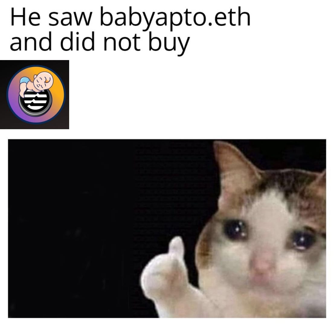 babyaptoseth's tweet photo. 🎵 'Cos you have a bad day🎵

@AptosFoundation @AptosInsights @AptosProjectOrg @VitalikButerin @elonmusk 

#AptosCommunity #AptosLabs #ETHGems https://t.co/RqFDhmqJmV