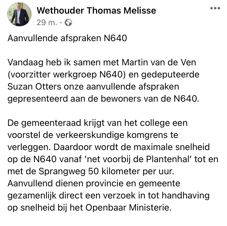 JellevanNuland's tweet photo. Goed nieuws voor #Hoeven/#Kruisstraat! 

N.a.v. gesprekken met omwonenden pleit de @VVDBrabant al langer voor oplossingen op de #N640. Recent was ik hierover nog op de ☕️ bij @JanWijnen.

Blij dat men samen met @Suzanne_Otters en @ThomasMelisse36 die oplossingen gevonden heeft 👏🏻 https://t.co/HHaWvv4472