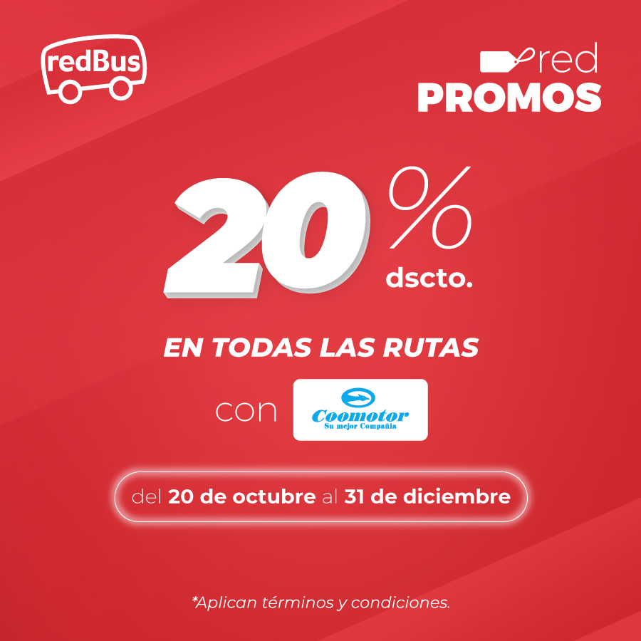 redBus_co's tweet photo. 🚨 Aprovecha los #redPromos en redBus 🚨
¡Aprovecha la redPromo con Coomotor! 🚍
📌 Compra tus pasajes de bus desde casa con redBus
👉 https://t.co/LrU7dZtM3A
T&Cs: https://t.co/7wiqqPEOMV
Viaja con @grupocoomotor @grupocoomotor @COOMOTORC https://t.co/9TmQB17JCT