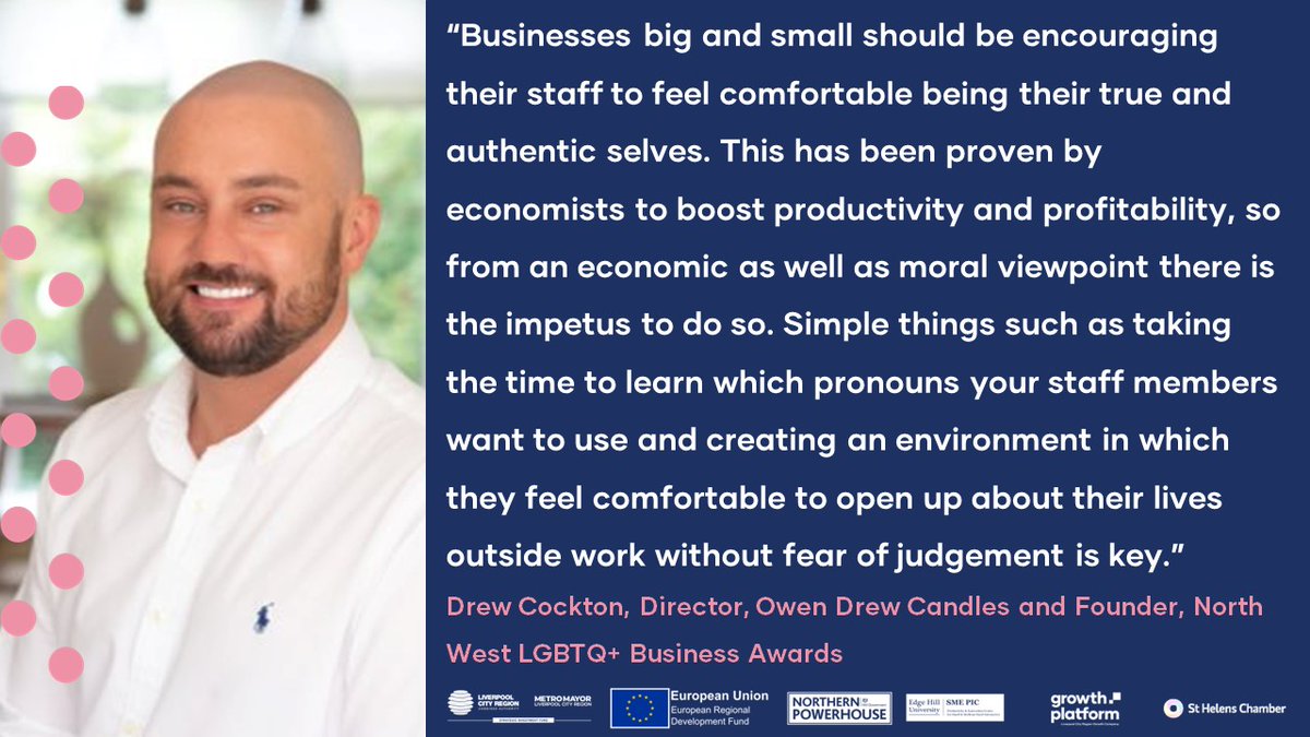 Drew Cockton, Director of <a href="/owendrewengland/">Owen Drew | Luxury Fragrance & Lifestyle Brand</a> and Founder of the <a href="/LGBTQ_business/">LGBTQ+ Business Awards 🏳️‍🌈🏆 (North West)</a> Awards, shares why fostering an inclusive working environment is good for business as well as people 

#DiverseLCR