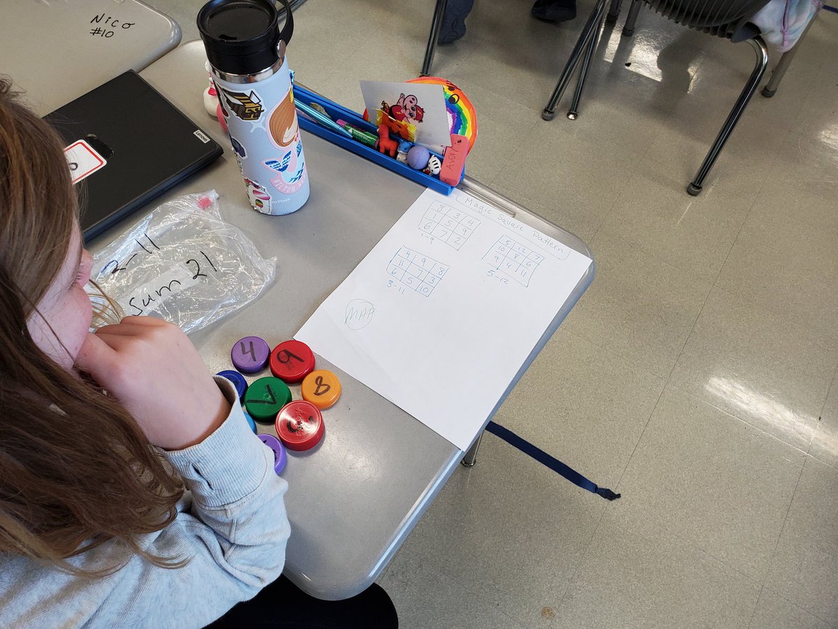 InquiryEdu's tweet photo. Looking for patterns in #MagicSquare solutions & #graphing lunch count. #math happens so naturally #3rdgrade #prepare4life #talawandaempowers #teamtalawanda #edutwitter #teachertwitter https://t.co/0uqY0NjpWG