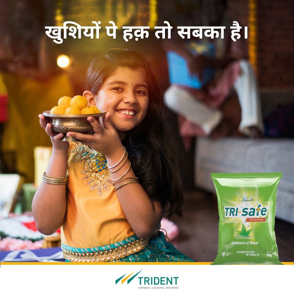 TridentGroupGLB's tweet photo. आई आई दिवाली आई,
साथ मे कितनी खुशियाँ लायी|
Excitement of celebrating Diwali never gets old, so does the stress of tough stains of delicacies. Put your worry to rest with #TriSafe #WashingPowder. 
This #Diwali, eat sweets carefree क्योंकि खुशियों  पे हक़ तो सबका है| https://t.co/41aYdIrAQh
