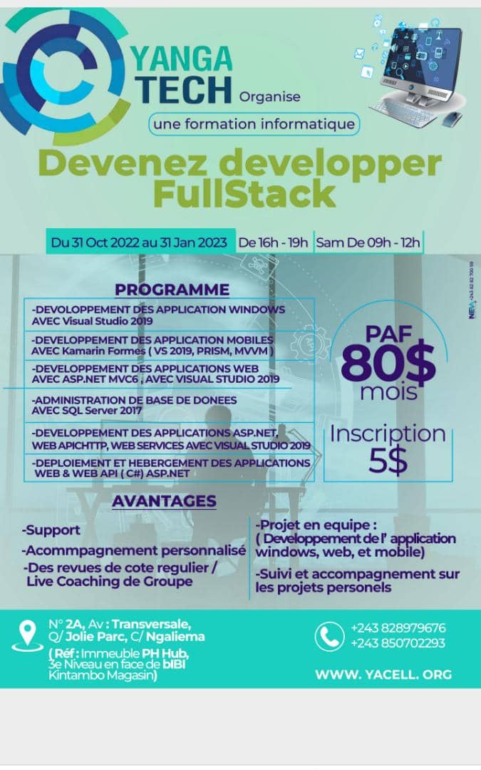 OseeYandi's tweet photo. #Devez Développer Fullstack,
Capable de créer les applications Windows, Web et Mobiles, à travers cette session de Formation.
Inscrivez-vous le plus tôt possible, car les places sont limitées. https://t.co/MQMu5N6vSG