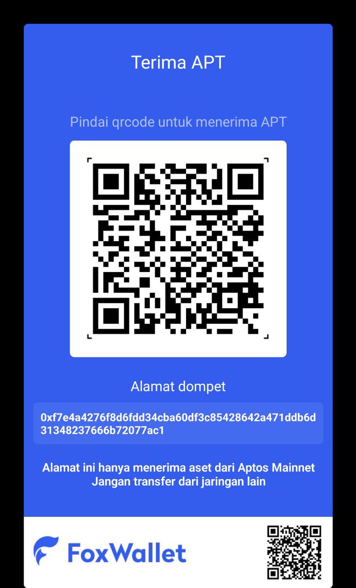 Mayayulestari20's tweet photo. @FoxWallet @AptosFoundation @AptosNews1 @aptos_news @AptosEcosystems @AptosNewsHQ 0xf7e4a4276f8d6fdd34cba60df3c85428642a471ddb6d31348237666b72077ac1 https://t.co/OR04vI9o5y
