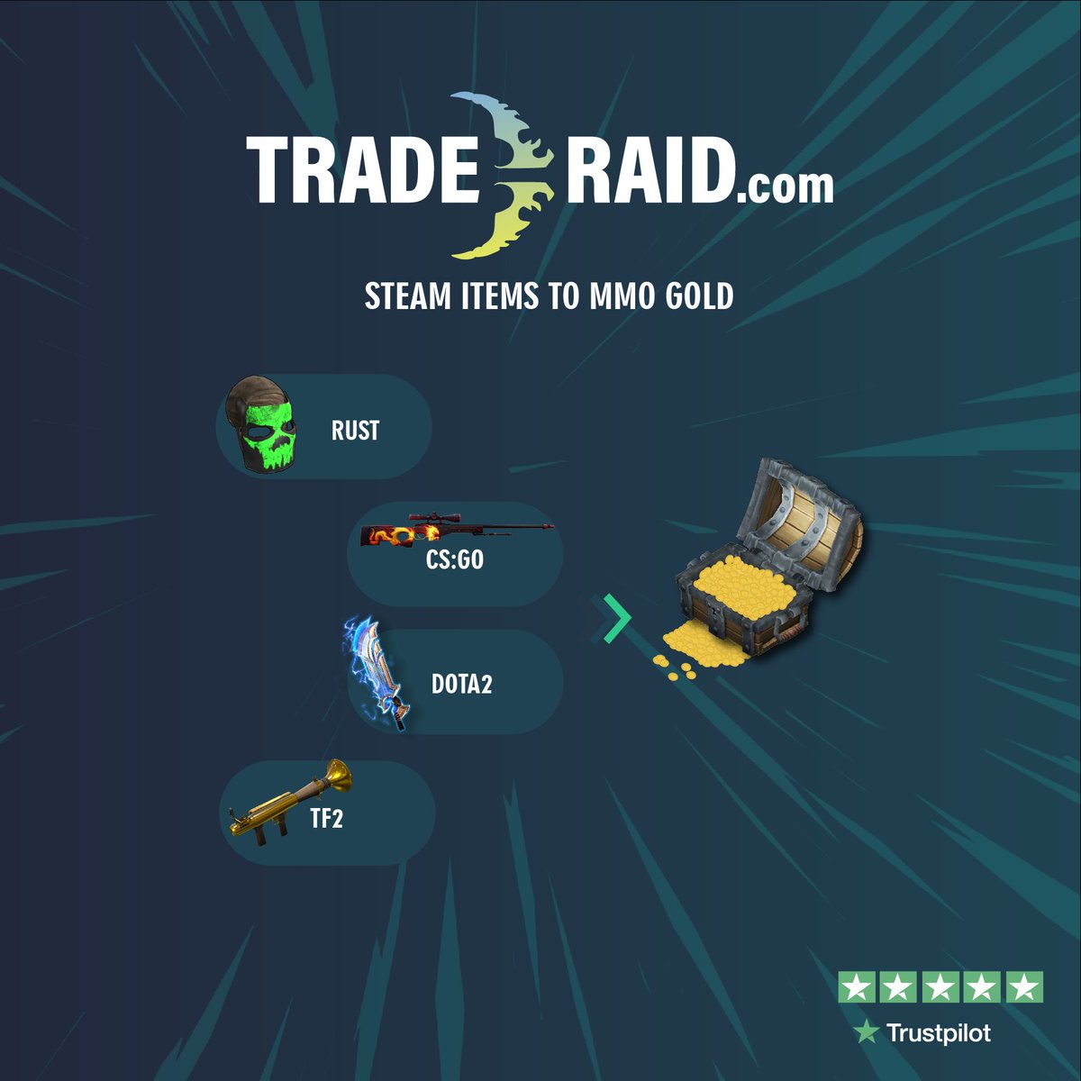 teamtraderaid's tweet photo. We want to end our 2 year anniversary with a BLAST🎉

Trade your Steam Items for MMO Gold &amp; Trade Gold for Gold at Trade Raid♻️

Join our giveaway to win three huge prizes! 
Join now👇
https://t.co/8OeJBK3XGA

Winners will be drawn on the launch of Dragonflight Pre-patch, 26/10. https://t.co/M8y6CAAafX