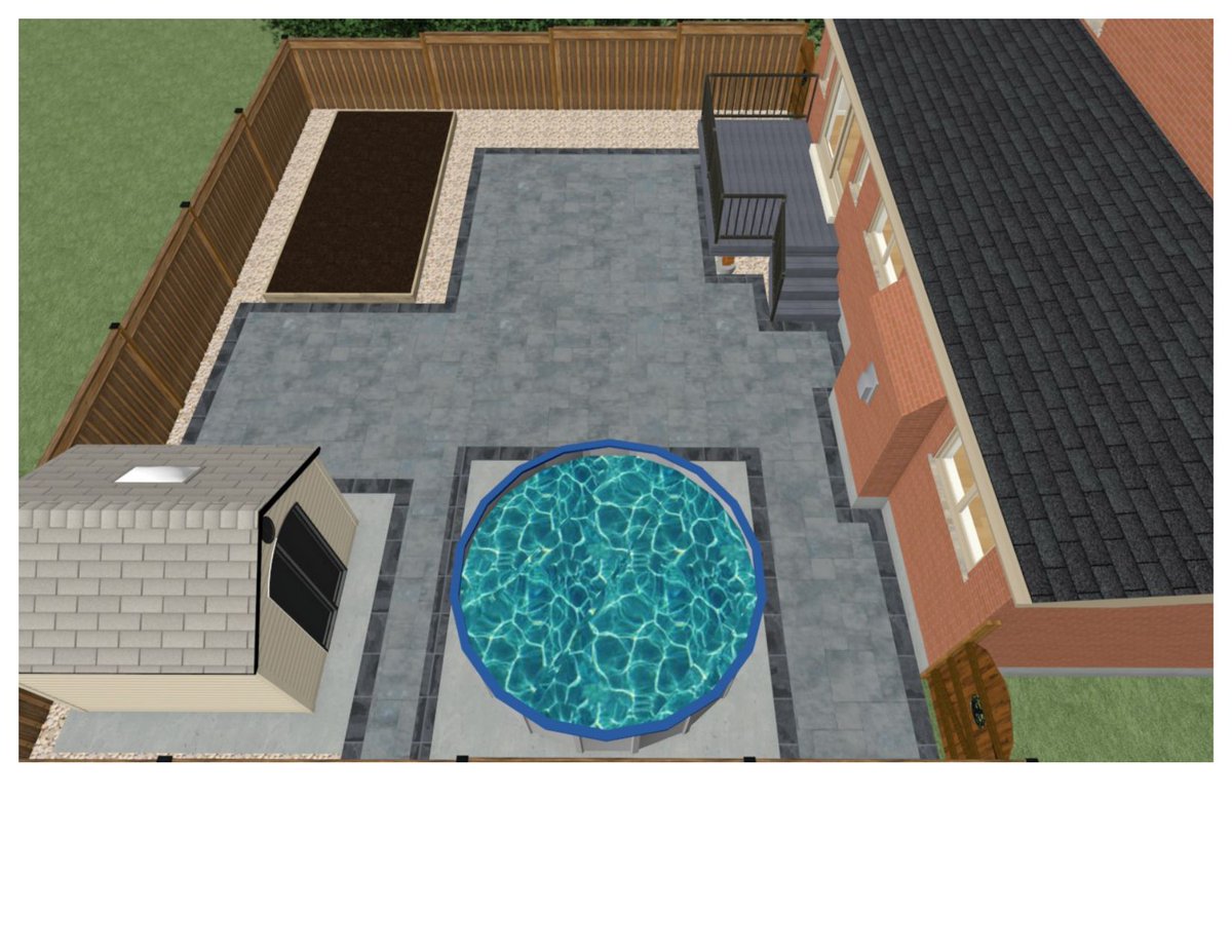 DesignsDrak's tweet image. 3D rendering of composite deck with interlock pavers.
#3drendering 
@TruNorthDeck  @VanBeeks