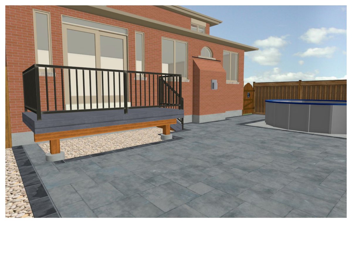 DesignsDrak's tweet image. 3D rendering of composite deck with interlock pavers.
#3drendering 
@TruNorthDeck  @VanBeeks