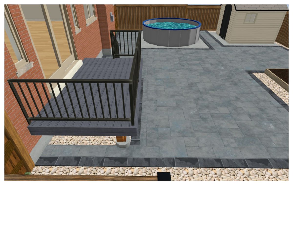 DesignsDrak's tweet image. 3D rendering of composite deck with interlock pavers.
#3drendering 
@TruNorthDeck  @VanBeeks