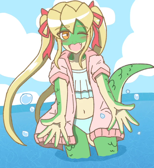7 一番お気に入りの絵夏に描いたエリーちゃん珍しく全部に気合入れて描いた絵です 