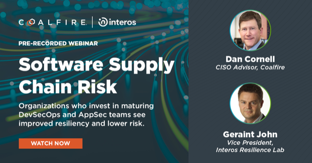 coalfire's tweet photo. How can improving maturity for #DevSecOps and #AppSec teams help organizations address #supplychain risk concerns?

Find out in on-demand webinar with Coalfire and @InterosInc's @geraint_john: https://t.co/o3bC7KBEXE

@danielcornell https://t.co/W8xnO4vSte