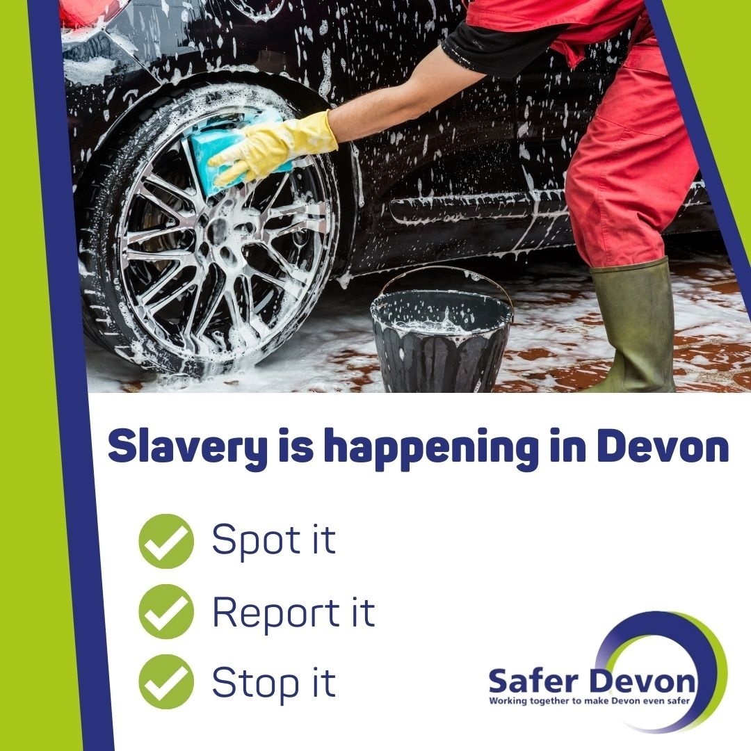 #ModernSlavery victims are often some of the most vulnerable in our society. Victims can be any age, any gender, any nationality or any ethnicity. 

Modern slavery is happening in Devon, and we need your help to spot the signs and report concerns 👉 soc.devon.cc/A4Bum