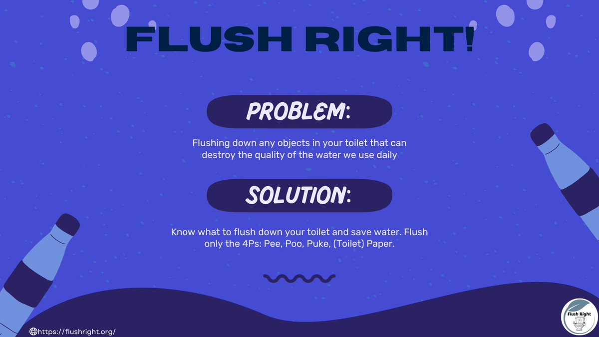 When there is a problem, there is a solution. We should have knowledge on what to flush down in our toilet. There is a lot of work in protecting our planet and its resources...but we can start today! Please like my page and go here: flushright.org 

#flushright #toilet