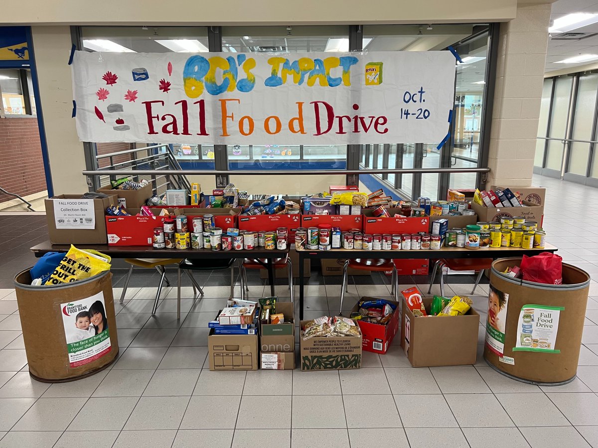 BCIVS's tweet photo. BCI Mustangs collected 792 lbs of food to donate to the Brantford Food Bank through the IMPACT club food drive!!  Way to help the community MUSTANGS!!!  @GEDSB @TheExpositor https://t.co/zptgHysgp5