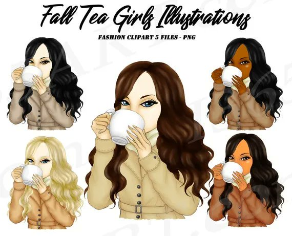 Fall Tea Sippers Autumn Fashion Clipart Sublimation Download by I365art ☕️🍁  buff.ly/2XG59Sk #fall #tea #autumnfall #clipart #sublimation #download