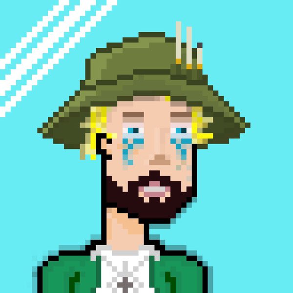 Today’s <a href="/Grungies_NFT/">TheGrungies ☀️</a> on the stage

#NFT Properties
Eyes: Cry
Hair: Green Fisherman Bob Cig Self cut Blond
Nose: Standard
Beard: Solid Brown
Mouth: Cool AF
Clothes: Unplugged Jacket
Eyebrow: Standard
Glasses: None
Background: Fender Mustang Competition Sonic Blue