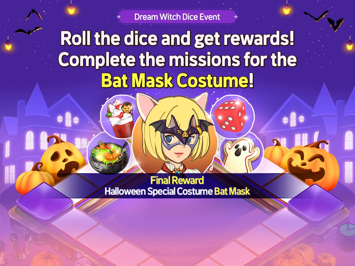 Soul Divers, it’s time to roll the dice and earn rewards! During the Dream Witch Dice Event, you can complete missions and earn the Halloween bat mask special costume. Download Ni no Kuni: Cross Worlds and enjoy the spooky festivities! mar.by/ninokunicw1