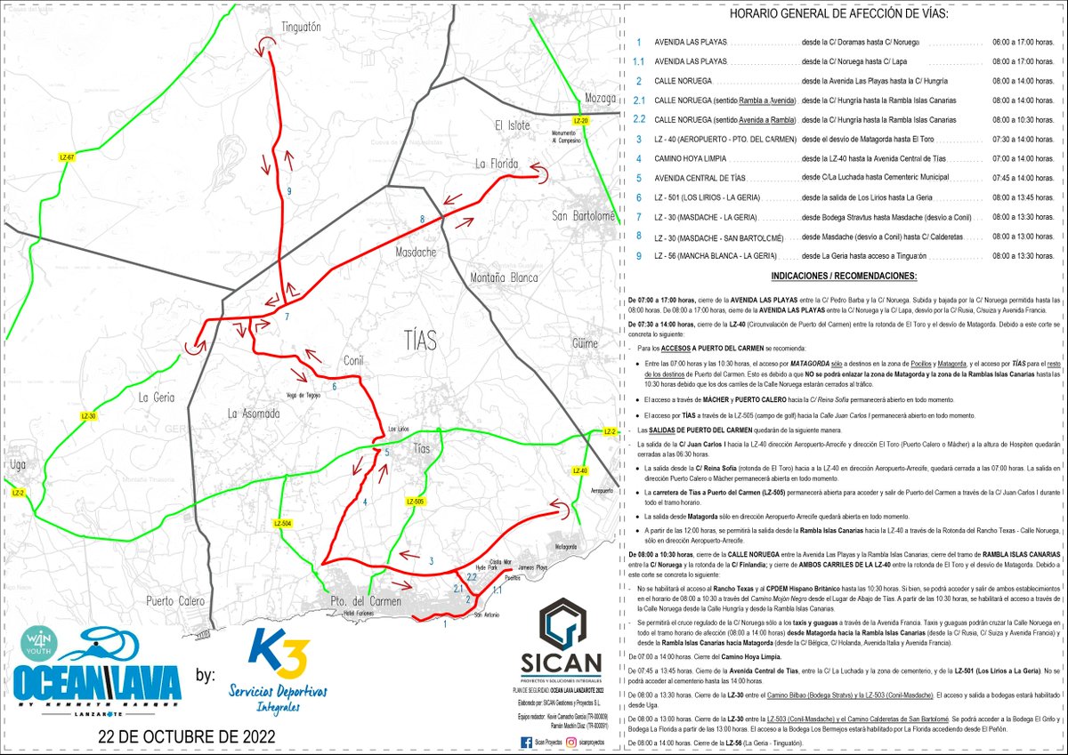 📣 Recordamos a los residentes de @ptodelcarmen el corte de tráfico en varios tramos por @OceanLavaLZ 👉🏻 Informamos sobre el cierre al tráfico rodado que tendrá lugar los días 21 y 22 de octubre, con motivo de la prueba deportiva @OceanLavaLZ 📄 buff.ly/3gdSEcZ