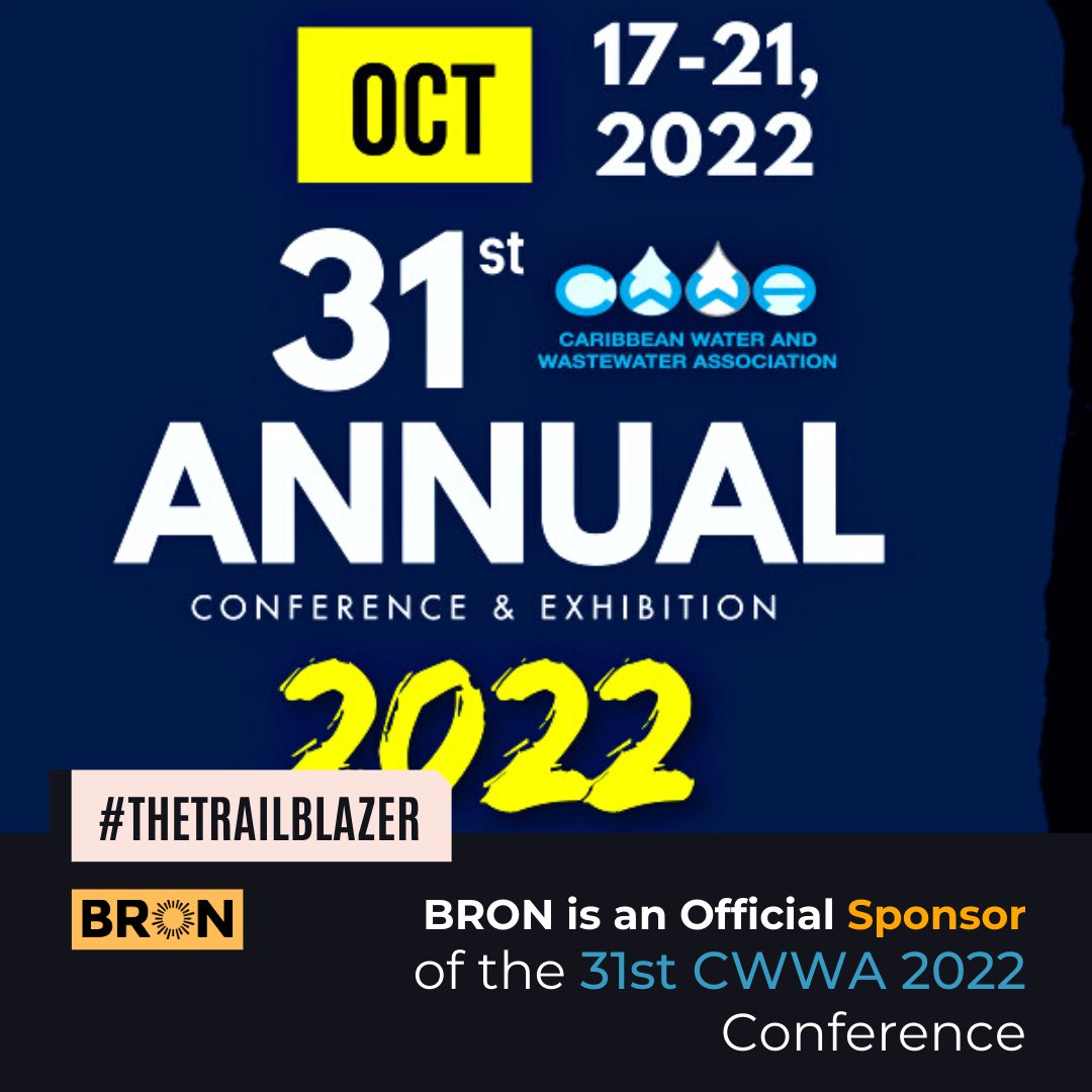 bronltd_'s tweet photo. BRON has become an official sponsor for the 31st Caribbean Water and Wastewater Association's (CWWA) Conference &amp; Exhibition 2022.

Read full post: https://t.co/wYhTKk0ju4 https://t.co/PudblPO2YM