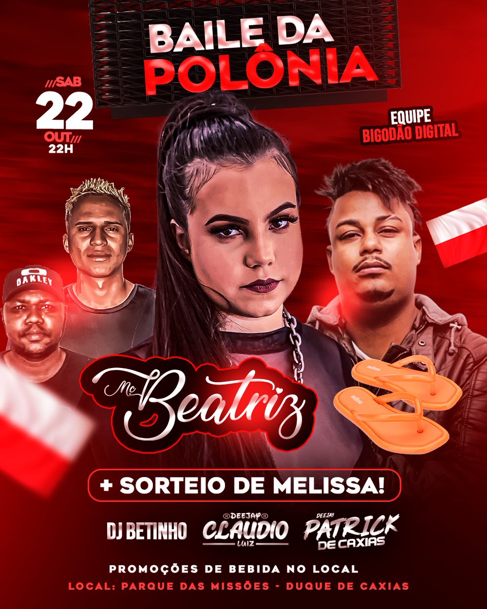 BaileDoParque's tweet image. 🇵🇱 Sábado na Polônia vem! 
🎤 Mc Beatriz + Sorteio de #Melissas 👡 #VemProParque 
@DjPatrickCaxias @djbetinhoofabu6 @Djclaudioluizz