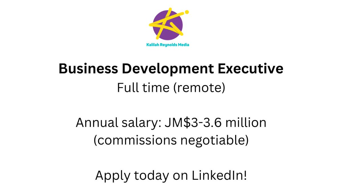 kalilahmoney's tweet photo. 🗣️JOB OPPORTUNITY - Business Development Executive at KRM!

If you:
Are an excellent communicator and negotiator
Have a proven track record in sales
Have at least a Bachelor’s degree in Business Administration or related field

Apply on LinkedInJobs: https://t.co/rwUPALRPtO https://t.co/7ioxjfaGID
