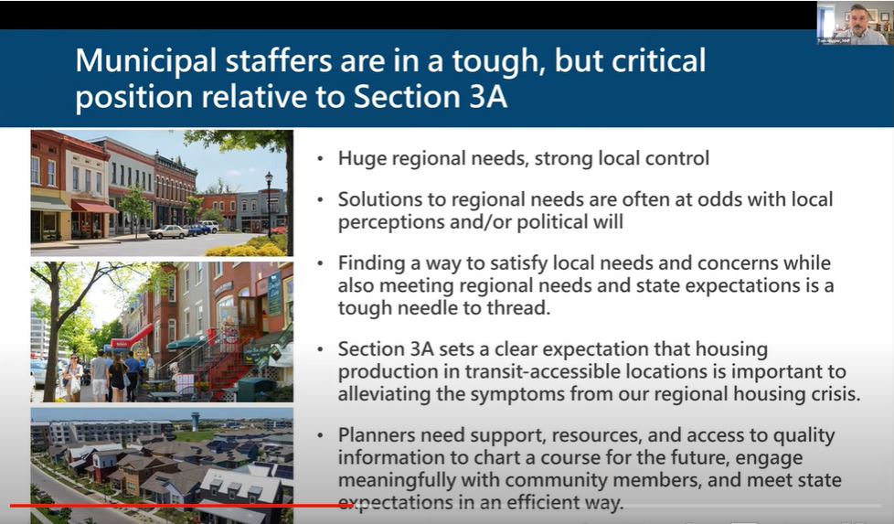 Municipal staffers are in a challenging position in approaching the state's new MBTA zoning law. Our Tom Hopper explains why in part 5 of “More Than Compliance” webinar series. Watch the video &amp; register for part 6, Exploring Housing at Different Densities.bit.ly/3T7Mfiz