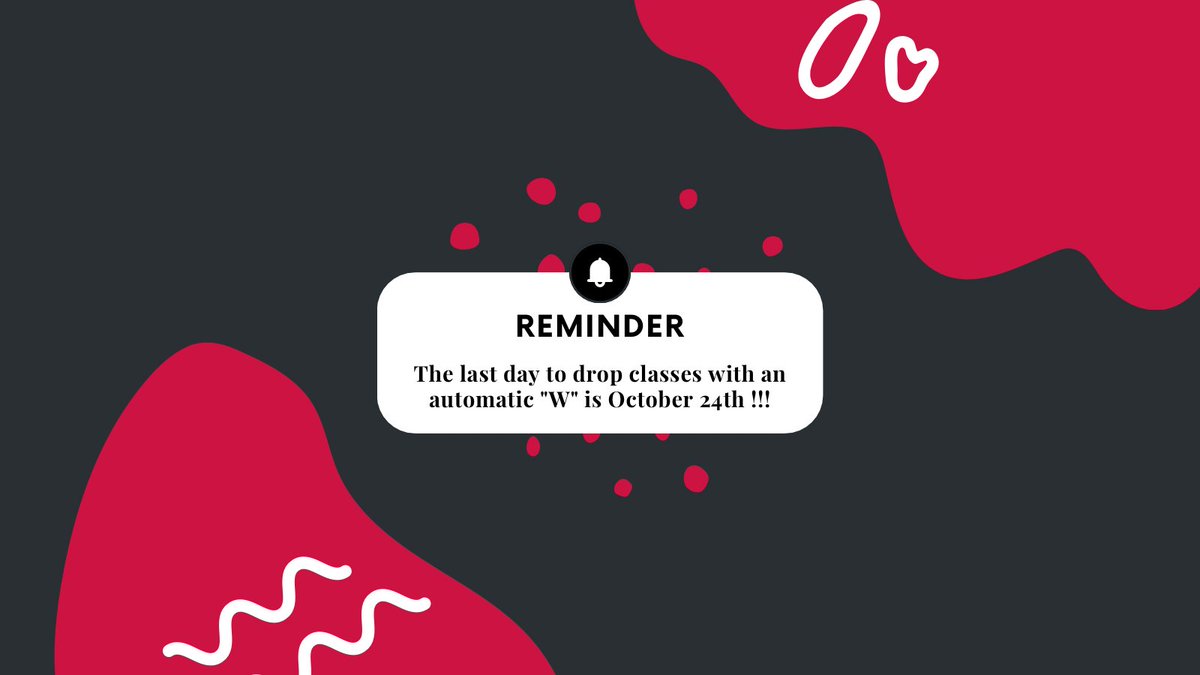 apsucommdept's tweet photo. Reminder!! The last day to drop a class with an automatic “W” is October 24th. #apsucommdept https://t.co/W0s2kW8afK