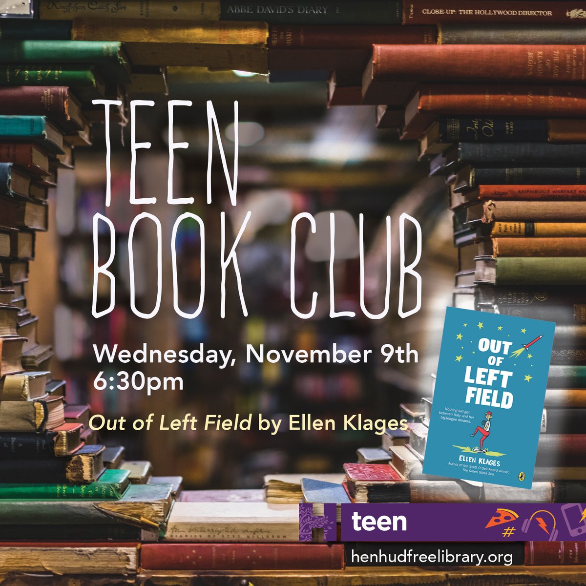 HenHudLibrary's tweet photo. Books available at the Circulation Desk for the first 10 students who register.
Visit our website to register.
#outofleftfield #ellenklages #reading #teenbookclub #hhfl #library #montroseny #townofcortlandt #westchesterlibraries #publiclibraries #librariesrock https://t.co/Fa28gxpEWL