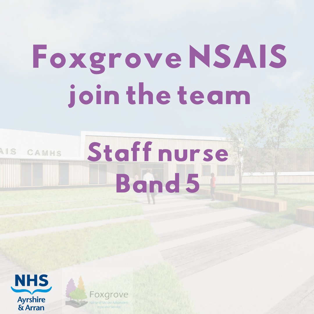 📢 We're hiring! Join the team at Foxgrove @NHSaaaNSAIS. There's still time to apply - closing date is 31 October. These posts will receive a recruitment and retention premium. For more details click on the link below: apply.jobs.scot.nhs.uk/displayjob.asp…